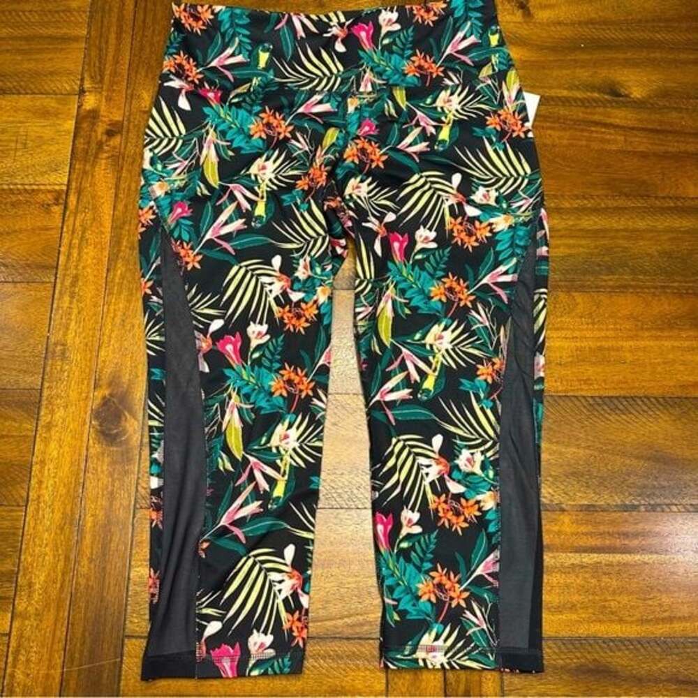 Old Navy Active Go-Dry Crop High Rise Leggings Floral Toucan Hawaiian Women’s XL